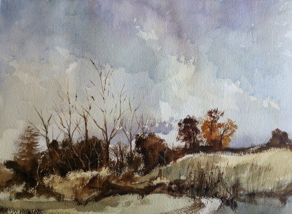 Autumnal scene after Rowland Hilder